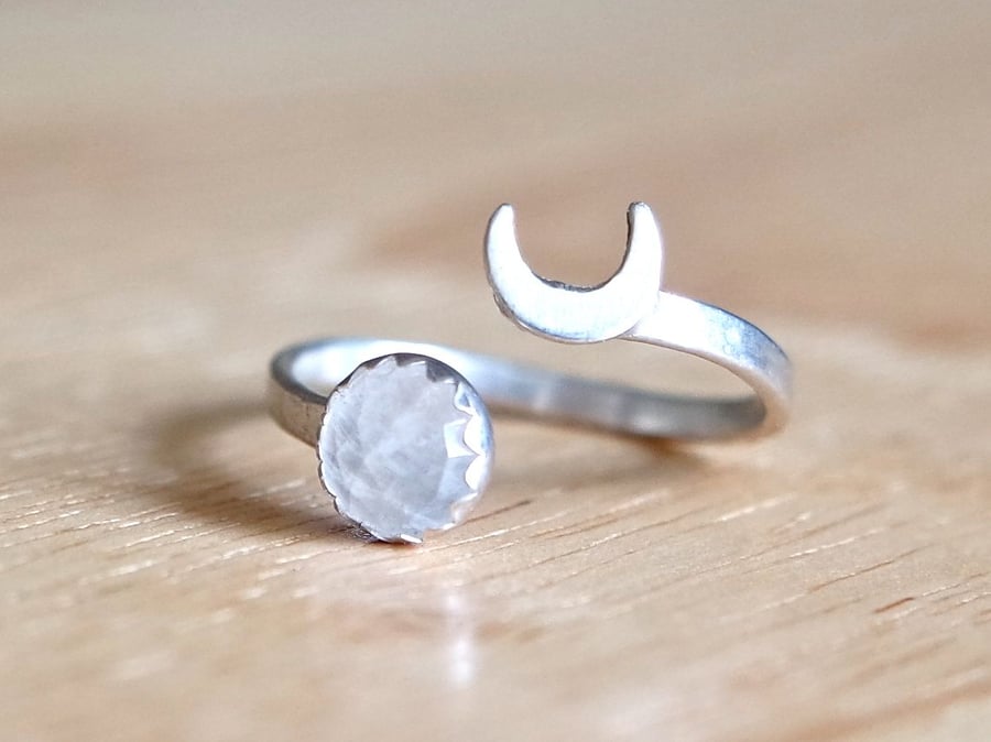 Celestial Rainbow Moonstone Gemstone Ring