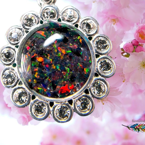Crushed black opal pendant