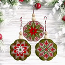 Folk Art Embroidered Christmas Decorations