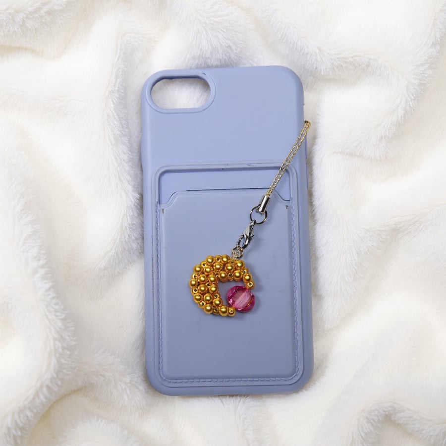 Yellow Moon & Pink Star Phone Charm – Celestial Gothic Collection