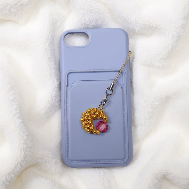 Yellow Moon & Pink Star Phone Charm – Celestial Gothic Collection