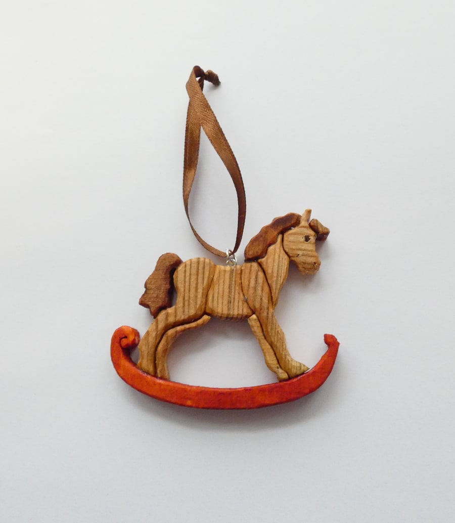 Unique Wooden Rocking Horse Christmas Tree Decoration