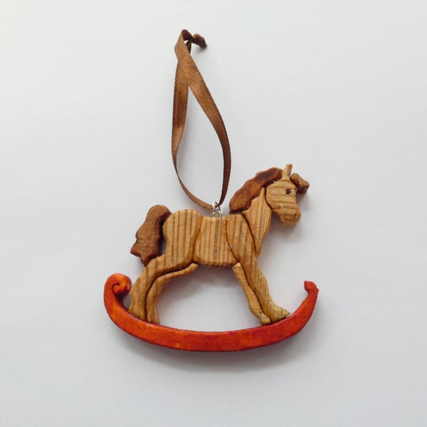 Unique Wooden Rocking Horse Christmas Tree Decoration
