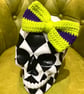 Hair Bow Clip: Lime Green and Purple Crochet