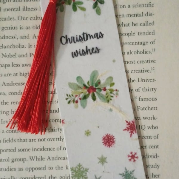 Handmade Bookmark Christmas Wishes and Gift Tag