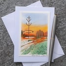 Good Luck. Wicca Symbol, Sigil, Rune. Handpainted Blank Card