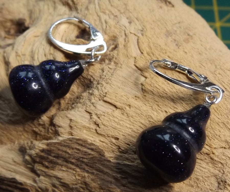 Blue galaxy sandstone with sterling silver lever back clasp
