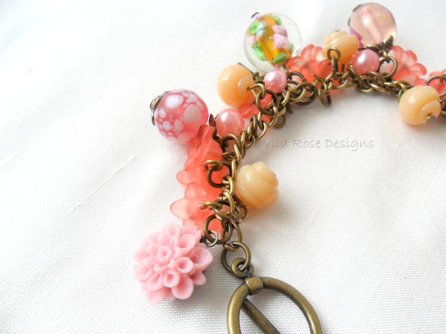 Peaches and Cream charm Bracelet