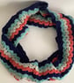 INFINITY SCARF , neckwarmer , cowl  ' The Islander' . Navy , coral . grey . - Image 5