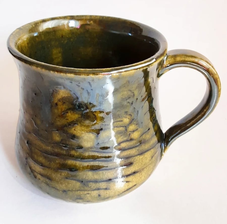 Mug Brown Glazed  - Hand Thrown Stoneware Ceramic Mug 