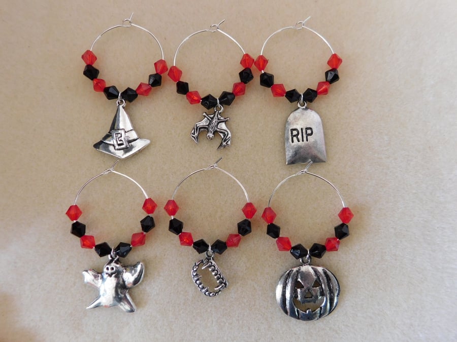 Halloween Wine Glass Charms Set of 6