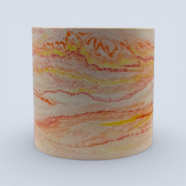 Large Statement Plant Pot in Red, Orange and Yellow Sunrise Marble