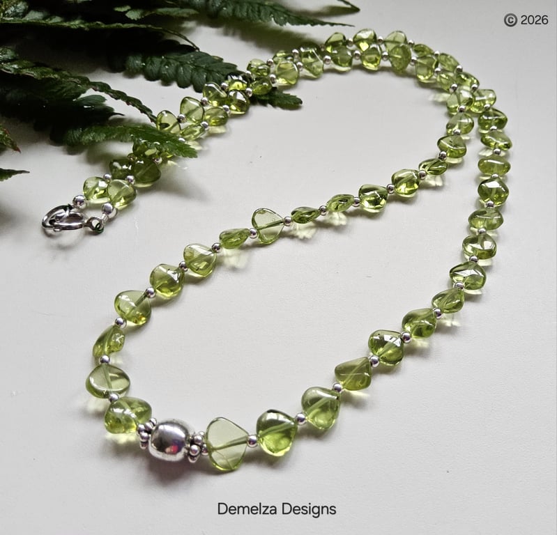 AA Grade Heibi Peridot Sterling Silver Necklace 