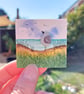 Handmade Seagull Sea Glass and Watercolour Mini Canvas Fridge Magnet - Image 1