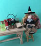 Multicoloured Witch Doll Decoration, Halloween Ornaments, Witch Core Decor