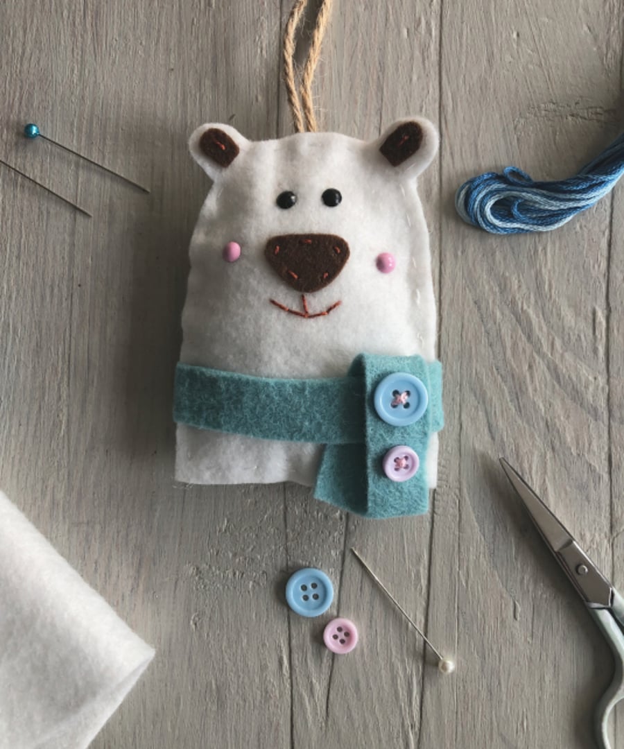 Polar bear felt decoration craft kit