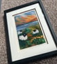 Moorland sunset  with lake and sheep needle felt picture black frame  - Image 4