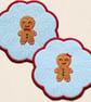Gingerbread Friends Candle Coaster - Embroidered Christmas Decor - Image 4