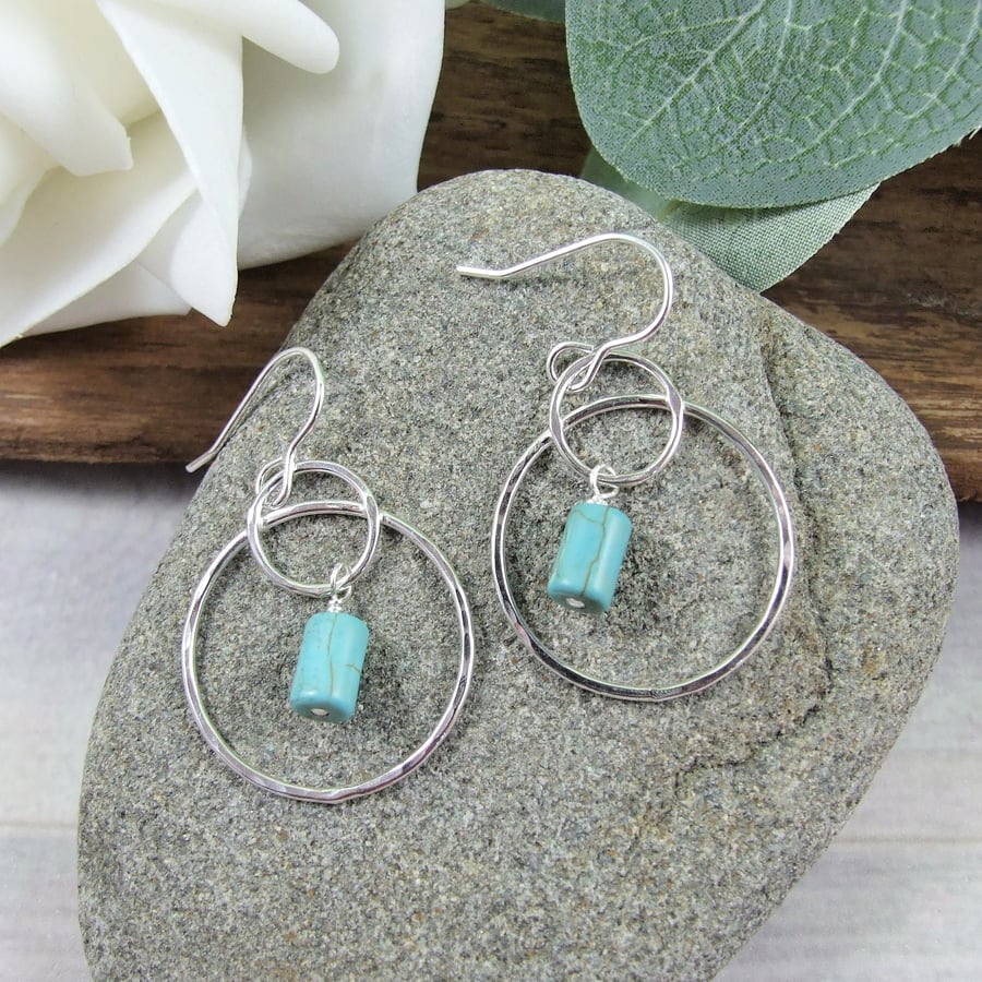 Earrings, Sterling Silver and Turquoise