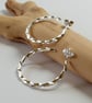 Twisted Silver Hoop Earrings - Image 2