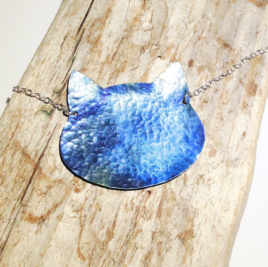 Coloured Titanium Cat Necklace - UK Free Post