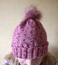 Hand Knitted Hat 20, mottled pink, Medium - Image 7