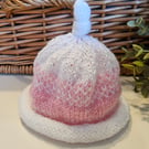 Designer Baby Girl's Knotted Fairisle Rolled Beanie Hat 0-3 months size 