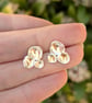 Sterling silver stud earrings inspired by lichen, keum boo earrings - Image 2