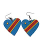 DRC flag earrings, love Democratic republic of the Congo, loveheart jewellery, - Image 2