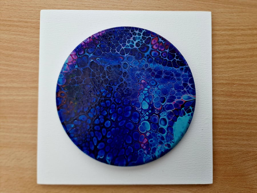 18.5cm x 18.5cm acrylic pour painting wall plaque
