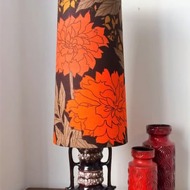 Scandi Orange Peony PION Lampshade in 60s 70s BORAS  Floral vintage fabric