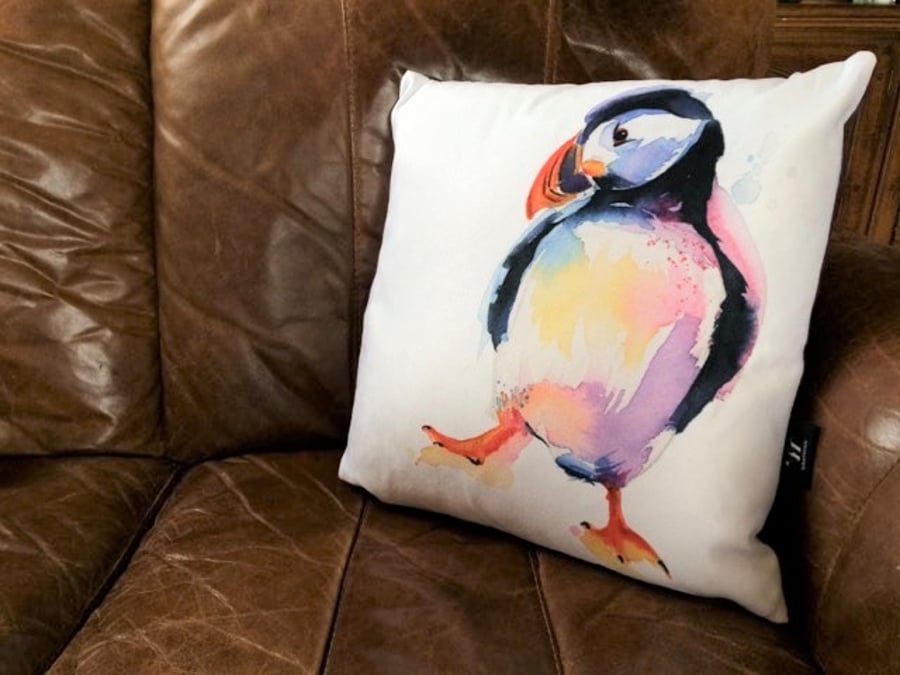 Puffin Vegan Suede Cushion