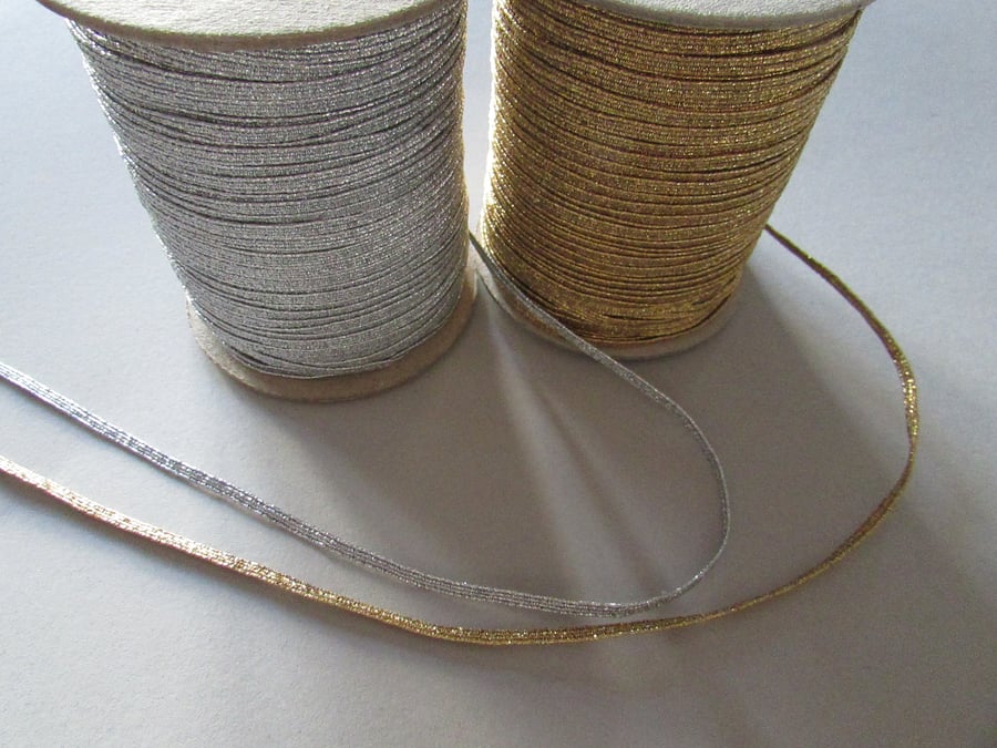 3mm metallic elastic in silver or gold