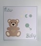 Handmade New Baby Card – Teddy Bear - 5 x 5 Inch Square