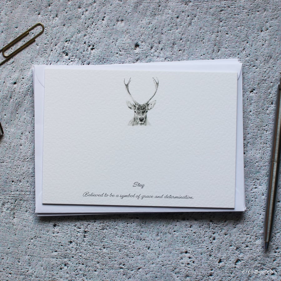 Stag Deer Correspondence Cards Hand Designed By CottageRts 