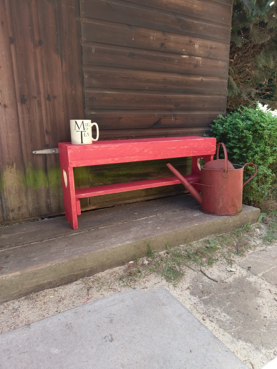 Gorgeous deep-red PAINTED 'memories'  bench with Heart's...