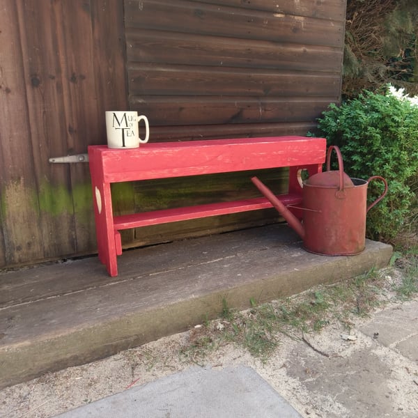Gorgeous deep-red PAINTED 'memories'  bench with Heart's...