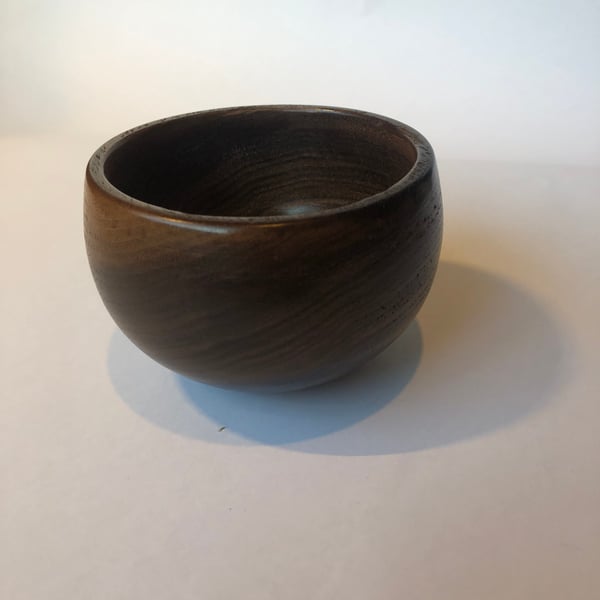 Wood turned small Black Walnut pot