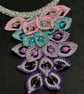 Colourful Seed Bead and Crystal handmade Necklace - leaf pattern Fall - Image 4