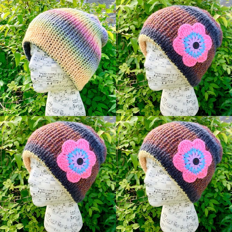 Hand Knitted Hat. Reversible Hat. Beanie. Hat. Woollen Hat. Double Layered Hat.