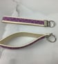 Floral key fob, Mauve wristlet key ring, Handmade - Image 3