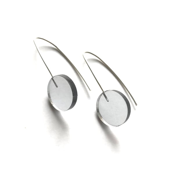 Wee Circle Earrings - Clear Grey