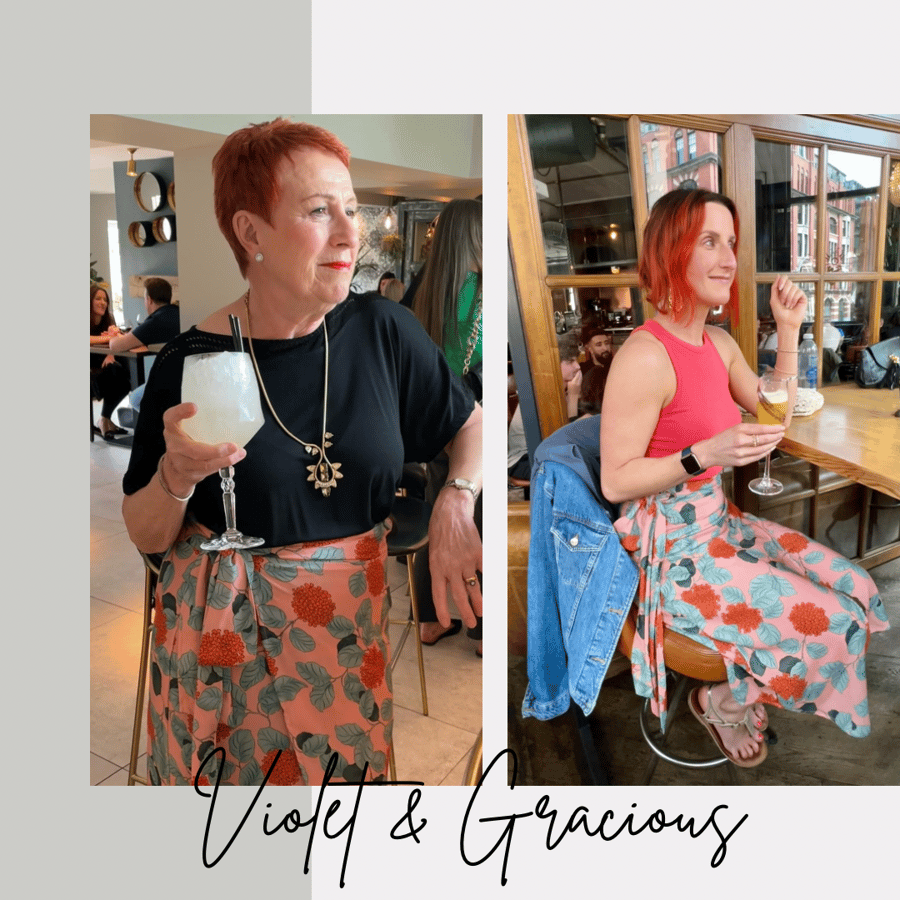 Pink Floral Wrap Knee Length Skirt .  Tie Side Skirt . Floral Skirt . Size 12