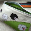 pencil case - embroidered zombie sheep