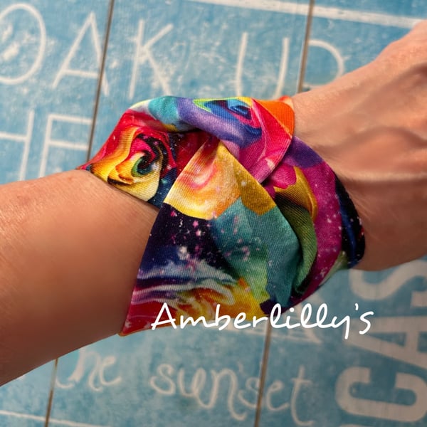 Floral summer cuff wristband bracelet 