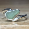 Handmade Sterling & Fine Silver Wrap Ring with Pale Sage-Green Welsh Sea-Glass