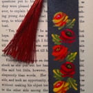 Bookmark with Tassel - Hand Painted with Canal Bargeware Folk Art Roses
