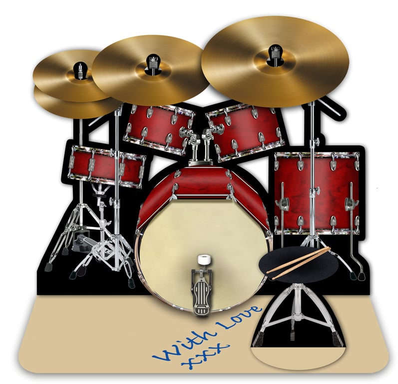 Drum Kit 3D music greeting card