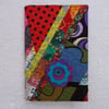 A5 Lined Notebook with Quilted Crazy  Patchwork Removeable Cover. Dark Colours.