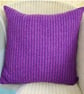 Harris Tweed Scatter Cushion with Pad, Purple Stripe 48cm - Image 2